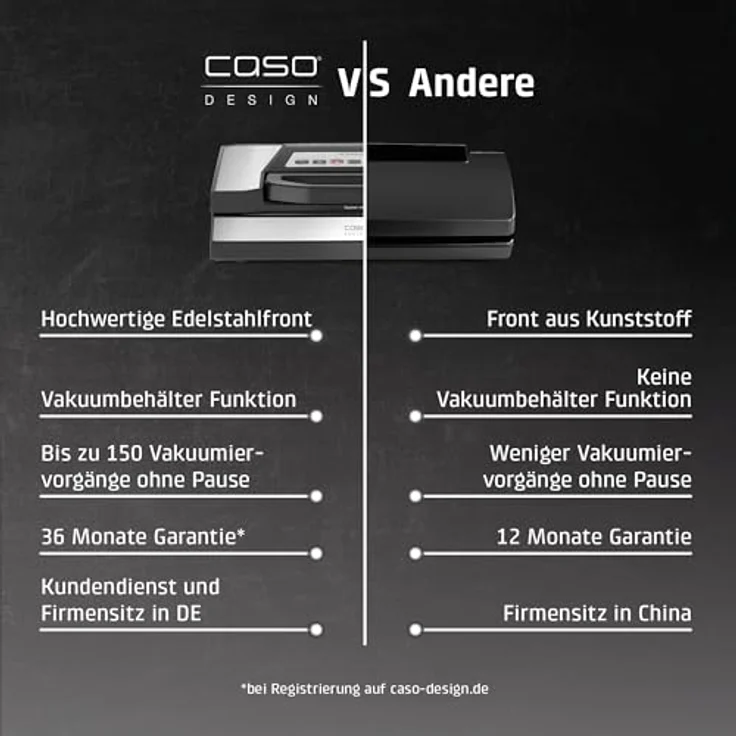 Caso Vakuumierer VRH 700 advanced Pro, 130W, Multi-Zyklus, bicolor, inkl. 1 Rolle 20 x 300 cm, 1 Rolle 28 x 300 cm – Bild 11