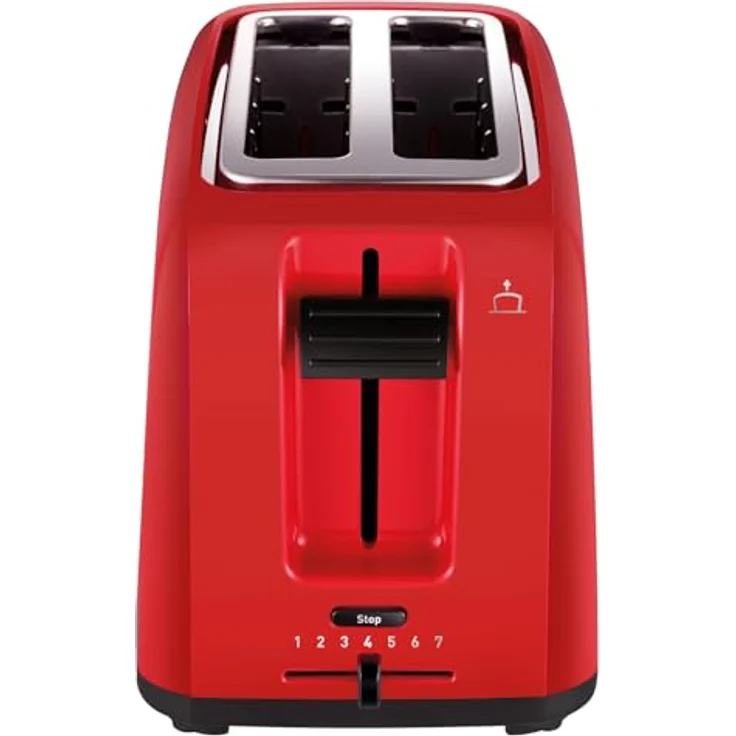 TEFAL TT1A2510 Toaster | Doppelschlitz | mit 7 Bräunungsstufen | inkl. Brötchenaufsatz | Krümelschublade | 800W | Hebefunktion | Funktionstaste für Stopp -Taste, Auftauen und Erwärmen | rot – Bild 2