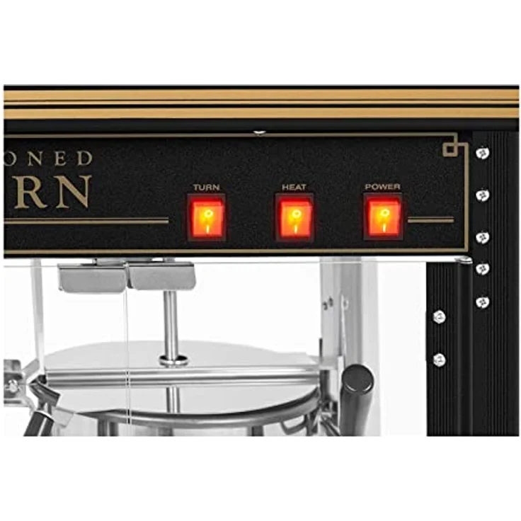 Royal Catering RCPS-BG1 Retro Popcornmaschine Popcornmaker Popcornautomat 1600 W 5 kg/h golden & schwarz – Bild 3