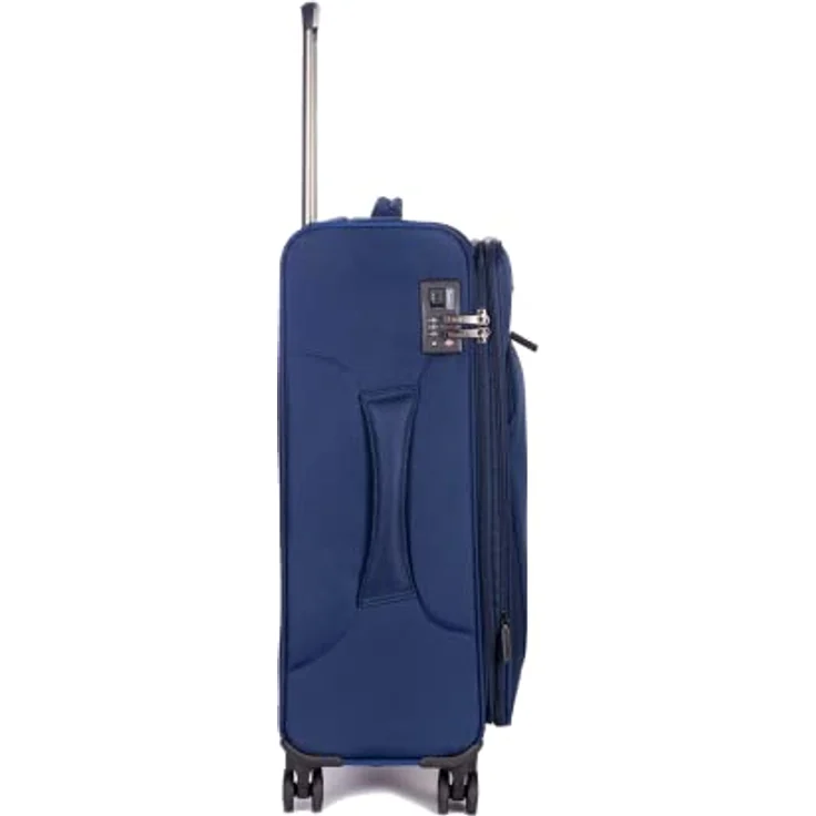 Stratic Mix Koffer Weichschale Reisekoffer Trolley Rollkoffer mittelgroß, TSA Kofferschloss, 4 Rollen, Erweiterbar, Größe M, Blau – Bild 2