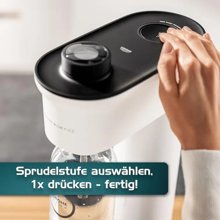GROHE Blue Fizz - Wassersprudler (3 einstellbare CO2 Stufen, ohne CO2 Flasche, 1x 0,85l Wasserflasche + Reinigungspulver), schwarz – Bild 5