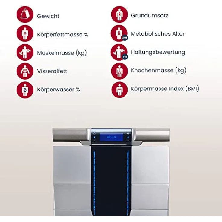 Tanita Segmentale Körperfettwaage mit BIA-Technologie - 16 Messungen - Bluetooth und App-Synchronisierung - 8 Elektroden und 4 Benutzerprofile (RD-545HR) – Bild 2