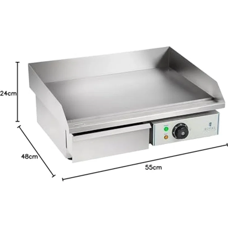 Royal Catering Grillplatte elektrisch Elektrogrill Gastronomie Tischgrill Edelstahl RCEG-55 (3000 W, 55x35 cm, 30-300°C, glatt, Gehäuse aus Edelstahl) Silber – Bild 5