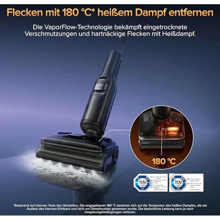 Roborock F25 Ultra Nass Trockensauger mit Dampf, 180 °C Dampfmopp, 22 kPa Saugkraft, KI-unterstützte Räder, Blaulicht – Bild 3