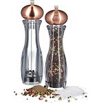 2 x Pfeffermühle manuell im Set, Gewürzmühle oder Salzmühle, mit Keramikmahlwerk, nachfüllbar, kupfer