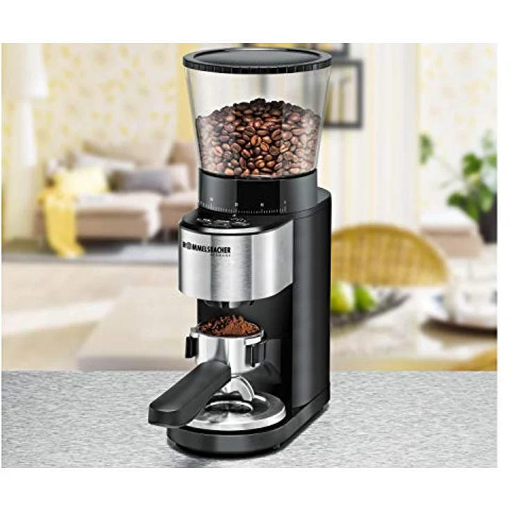 ROMMELSBACHER Kaffeemühle EKM 500 - Kegelmahlwerk, Präzisions-Waage, Halterung für Siebträger, Mahlgrad in 39 Stufen, 5 Funktionstasten für individuelle und flexible Nutzung, Schwarz/Edelstahl – Bild 4