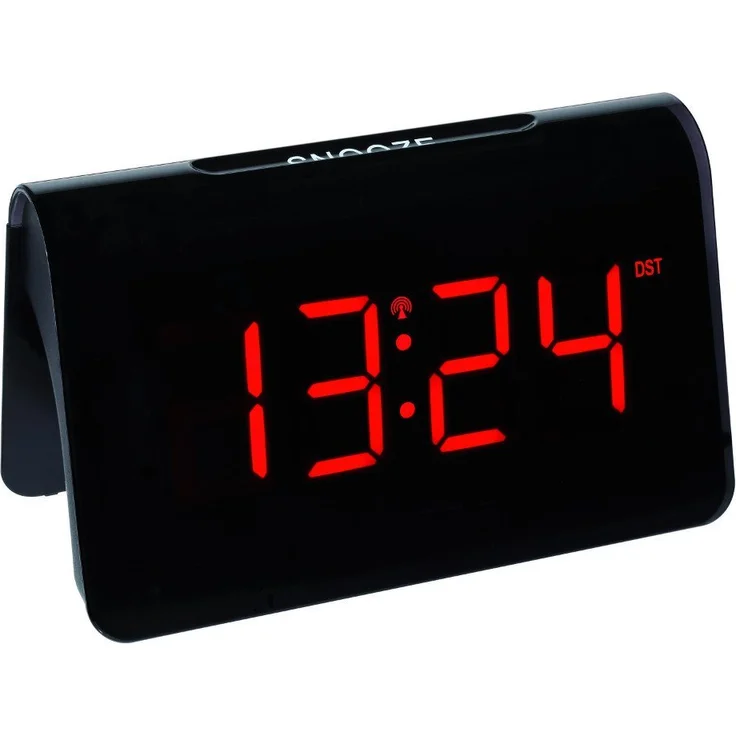 TFA Dostmann Funkwecker ICON TFA 60.2543, Schwarz, LED Leuchtziffern, Funkuhr mit Weckalarm und Snooze-Funktion – Bild 1