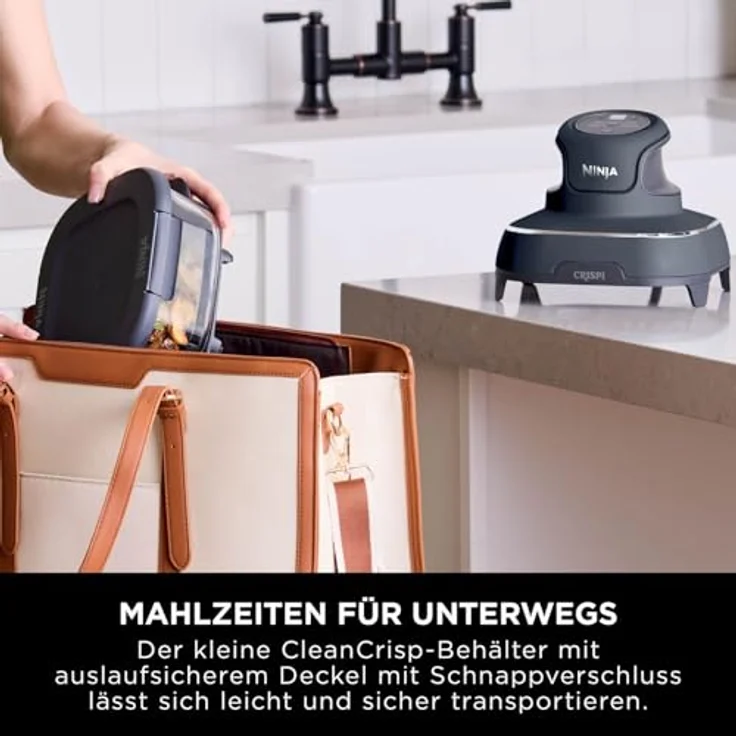 NINJA Backeinsatz CRISPi TempWare, Wärmebeständiger 1,4-l Glasbehälter mit BPA-freiem Deckel für FN101 – Bild 6