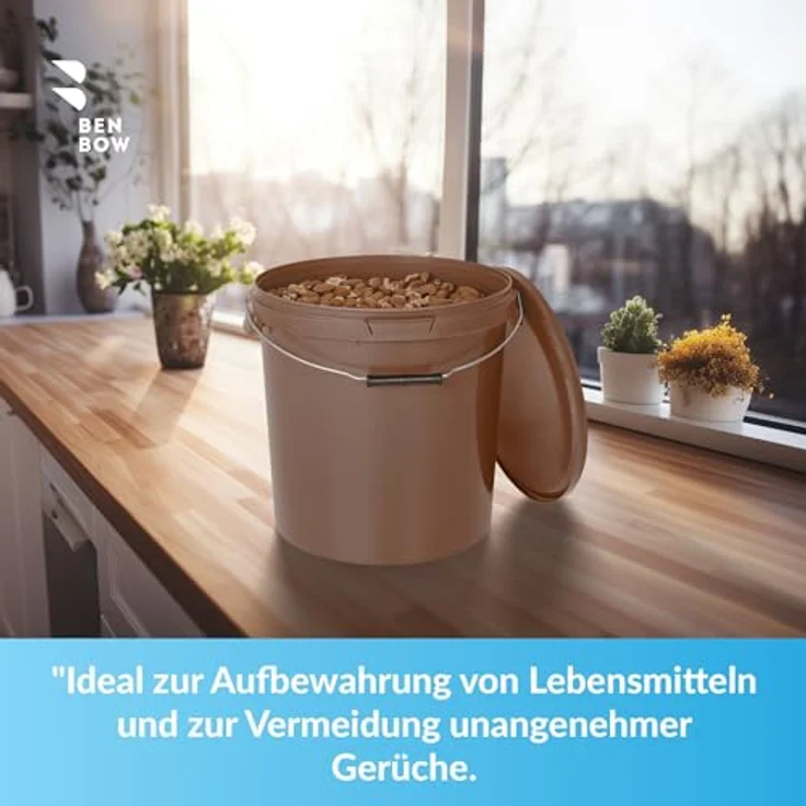 BenBow Eimer mit Deckel 30L, Braun BSR-, Luftdicht, Lebensmittelecht, BRC-, auslaufsicher (10 Stk.) – Bild 3