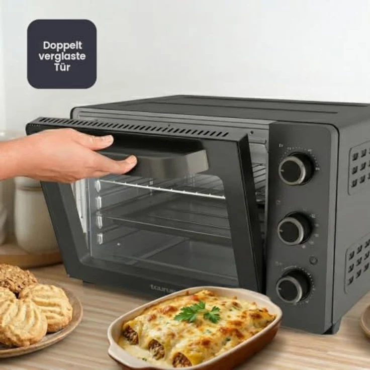 Black+Decker BXOV3000E, 30-Liter Tischbackofen mit 1500 W, Heißluftumwälzung und Grillfunktion, grau – Bild 5