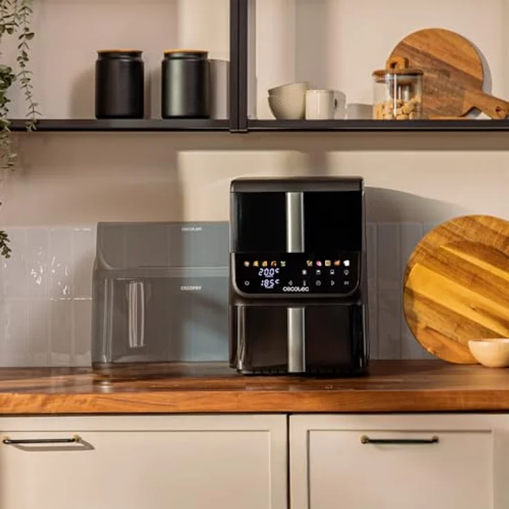 Cecotec Cecofry DuoLevel 10000, Heißluftfritteuse mit 10 l Kapazität, 2000 W, vertikales Design, 2 Behälter (3,5 l und 6,5 l), Touchscreen, 10 Menüs, Temperatur 80–200 ºC, Sync-Funktion – Bild 4