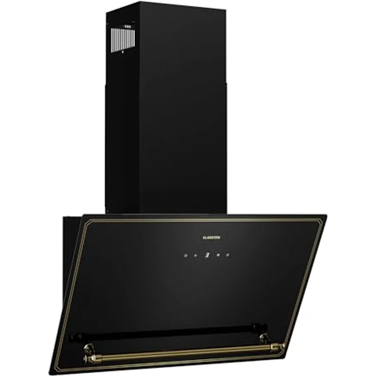 Klarstein Victoria Dunstabzugshaube, 60 cm, 400 m³/h, A++, Touch-Bedienfeld, LED-Beleuchtung, Schwarz/Gold, Abluft & Umluft, leise 52 dB – Bild 1