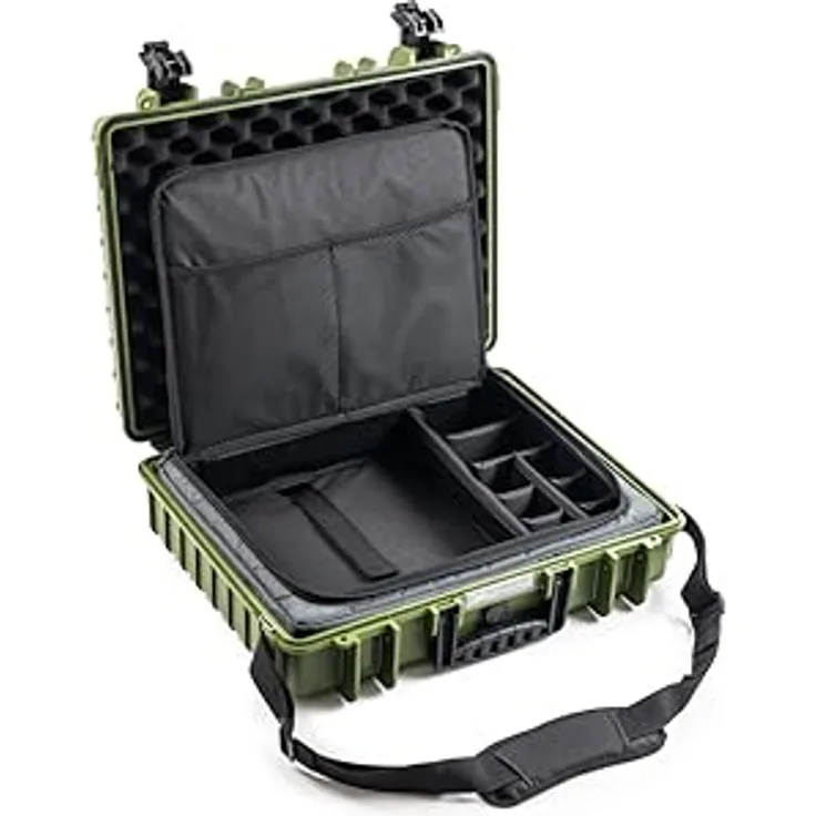 B&W International B&W Transportkoffer Outdoor Typ 6040 - Bronze Grün, wasserdicht, staubdicht, bruchsicher, unverwüstlich, mit Laptoptasche