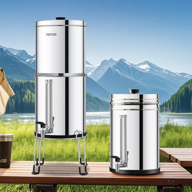 VEVOR Schwerkraft Wasserfiltersystem Edelstahl 7+7,5L, reduziert Blei und bis zu 99% Chlor, inkl. 2 Aktivkohlefiltern und 2 Entfluorierungsfiltern – Bild 8
