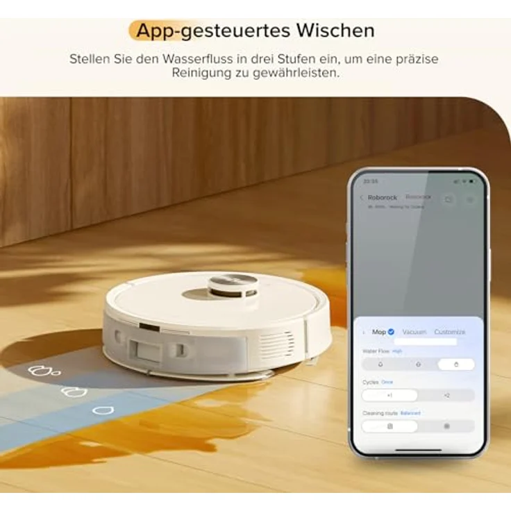 Roborock Q7 M5, Saugroboter mit Wischfunktion, 10.000Pa Saugkraft, LiDAR Navigation, 150 Min Laufzeit, Dual Anti-Tangle-System, APP Steuerung (Weiß) – Bild 5