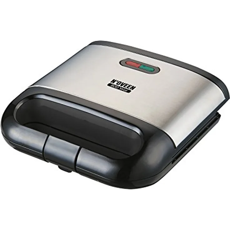 NOVEEN Sandwichtoaster Sandwichmaker mit Antihaftbeschichtung 800 W Leistung (schwarz)