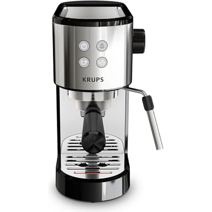 Krups Virtuoso Essential Espresso-Siebträgermaschine, 15 bar, Edelstahl-Applikationen, schlankes Design, inkl. Barista-Zubehör, Edelstahl, XP441810 – Bild 2