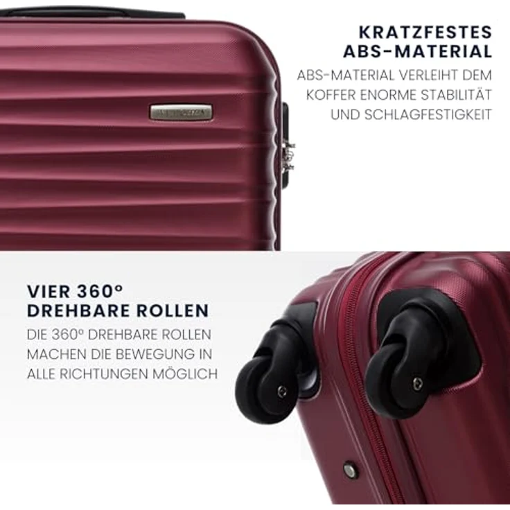 WITTCHEN Reisekoffer 3er Set, Hartschale ABS, 4 Spinner-Rollen, Zahlenschloss, kastanienbraun, für Airlines geeignet – Bild 3