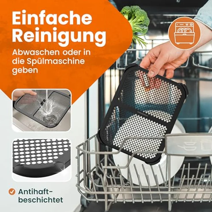 Krustenwerk 2x Premium Spritzschutz für Ninja Heißluftfritteuse AF400EU, passgenau, hitzebeständig bis 220°C, inkl. 150 Rezepte E-Book – Bild 4