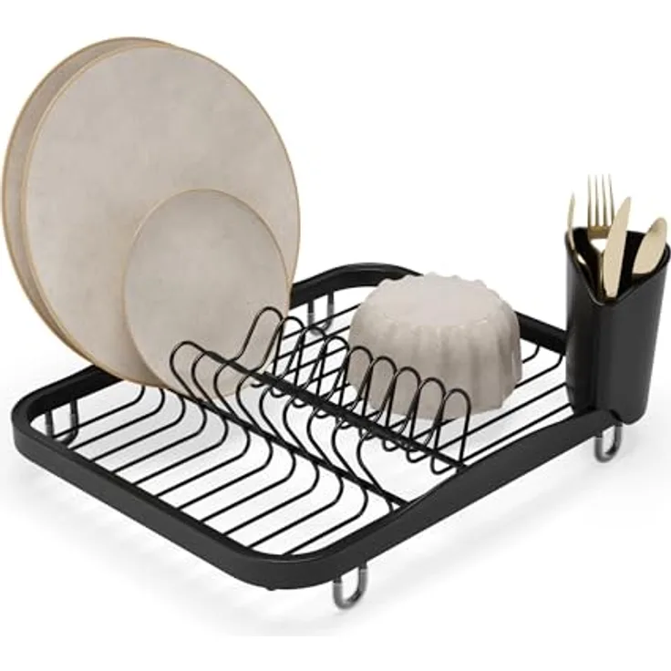 Umbra Sinkin Abtropfgestell aus Metall mit abnehmbarem Besteckkorb und Gummifüßen, 35,5 x 28 x 13,5 cm, für Spülbecken oder Arbeitsfläche