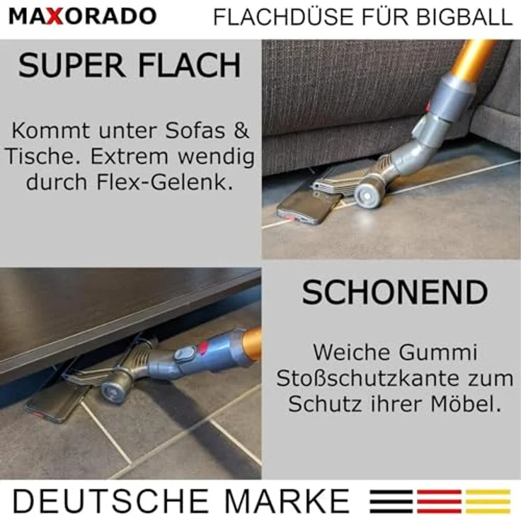 Maxorado Flachedüse Bodendüse für Dyson Big Ball 1 2 Cinetic CY22 CY23, extrem flach, 28 cm Arbeitsbreite, geeignet für Hartböden – Bild 3