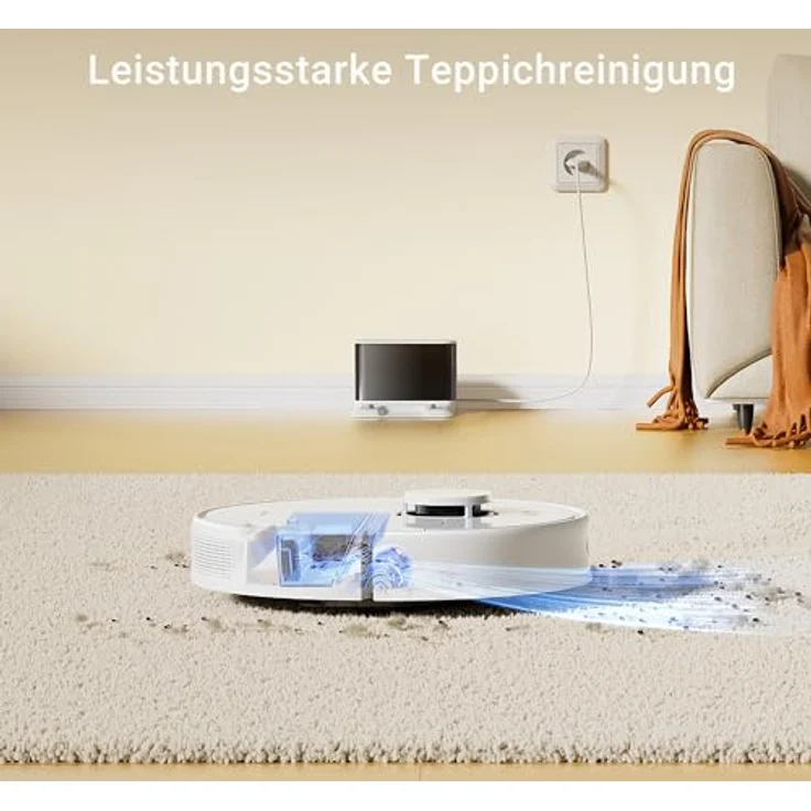 dreame D9 Max Gen2 Staubsaugerroboter, 6000Pa Saugroboter mit Wischfunktion, Bewegliche Bürste, Karten für mehrere Böden, Ideal für Teppiche, Hartböden und Tierhaare, Weiß – Bild 5