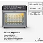 Klarstein Heißluftfritteuse Air Glaze Digital, 34 L 2000W, XXL Airfryer mit 16 Kochmodi, Edelstahl