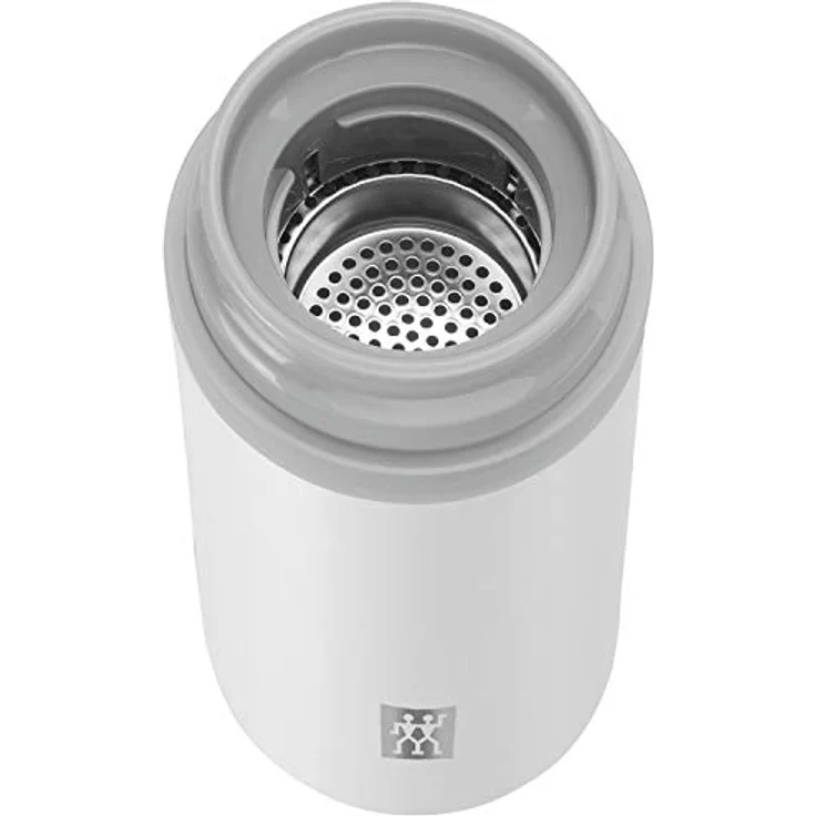 ZWILLING Thermo Thermoflasche, Integrierter Siebeinsatz, Isolierflasche für Tee & Infused Water, Doppelwandisolierung, 420 ml, Höhe: 17,2 cm, Weiß – Bild 2