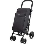 CARLETT | Einkaufstrolley mit 4 Rädern | Lett430 URBAN Duo | Zusammenklappbarer Einkaufswagen mit großer Tasche, 25kg, 36L Einkaufstasche, 7,5L Thermotasche und Rückfach | Volcano Schwarz