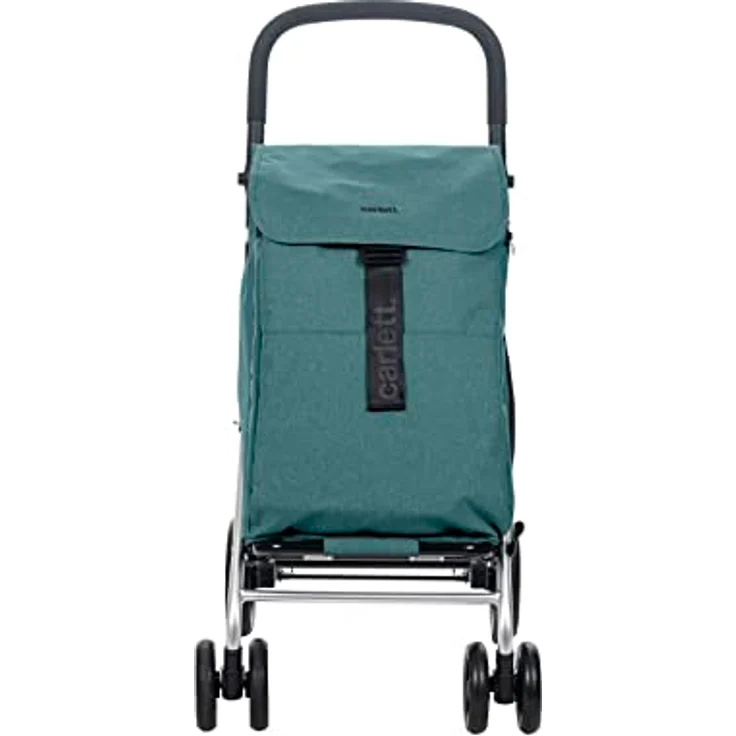 Carlett Einkaufstrolley mit 4 Rädern | Lett470 CLASSIC family | Zusammenklappbarer Einkaufswagen mit großer Tasche 32kg, 64L Einkaufstasche, 10,5L Thermotasche und Rückfach, Grün – Bild 2