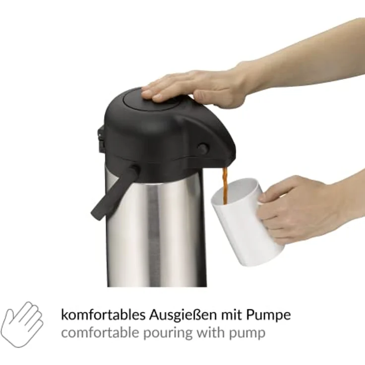 alfi 0837.205.250 Getränkespender, Pumpkanne TopTherm, Edelstahl mattiert 2,5 Liter, 12 Stunden heiß, 24 Stunden kalt – Bild 4