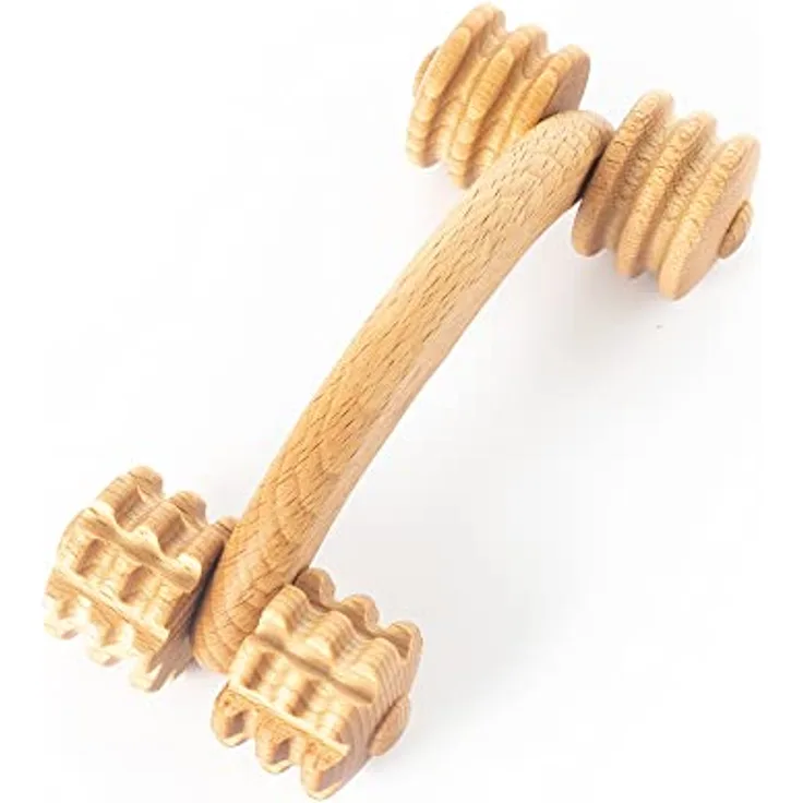 Tuuli Accessories Massage Massagegerät Rücken Nacken Schulter Massageroller Roller aus Holz 18 x 7 x 6 cm