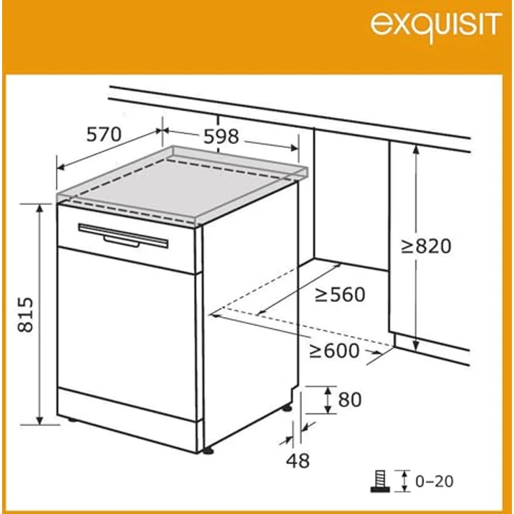 Exquisit GSP56314-030C PRO Geschirrspüler, 60 cm, unterbaufähig, 14 Maßgedecke, EEK C, automatische Türöffnung, 11 Liter, silber – Bild 11