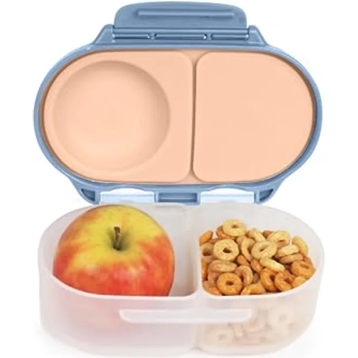 B.Box Snackbox Feeling Peachy, auslaufsichere Lunchbox mit zwei Fächern und Silikon-Stretchhülle, rosa