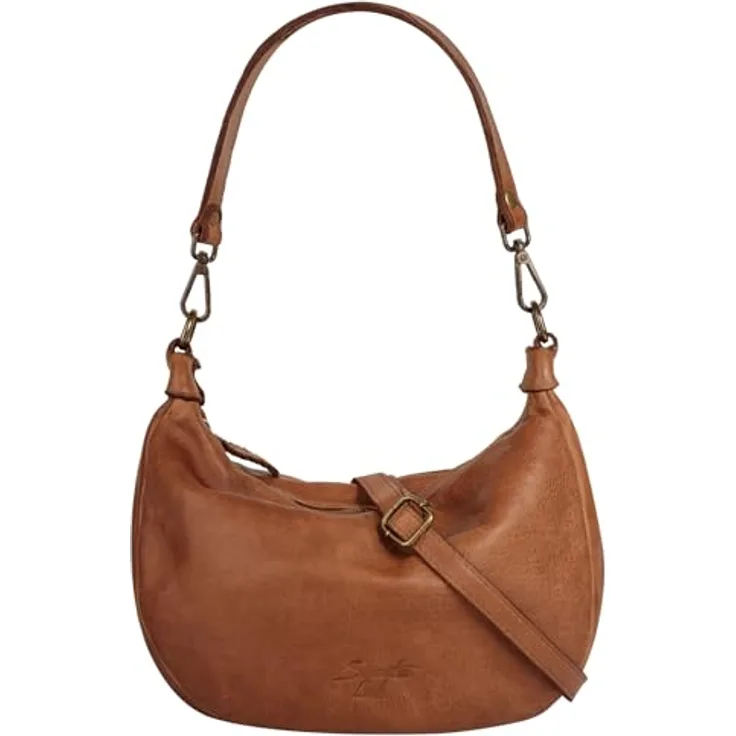 Samantha Look Umhängetasche, echt Leder, Made in Italy, 21 cm x 28 cm x 8 cm, abnehmbarer Henkel, verstellbarer Schultergurt, Smartphonefach bis 6,7 Zoll