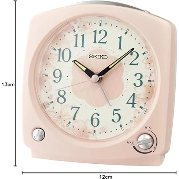 Seiko Clocks Wecker QHP012P, Wecker mit ruhigem Sekundenzeiger, wählbaremAlarm (1 Vogelgesang / 3 Melodien / Piepton), Snooze, 13 x 12 x 7 cm, Kunststoffgehäuse – Bild 3