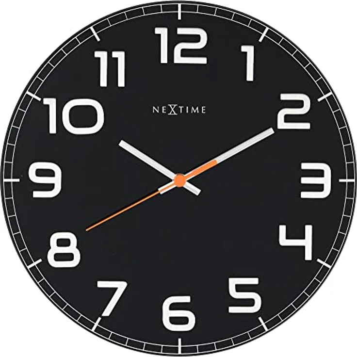 NeXtime 8817ZW Wanduhr CLASSY ROUND, lautlos, rund, aus Glas, Schwarz, ø 30 cm – Bild 1