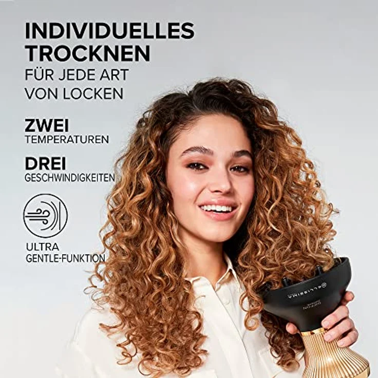 Bellissima Diffon Supreme, Heißluftdiffusor für lockiges Haar, XL Diffuser mit 12 Finger, Ceramic Technology & ArganOil, 2 Geschwindigkeiten, 3 Temperaturen, Ionisator, schonend trocknend – Bild 2