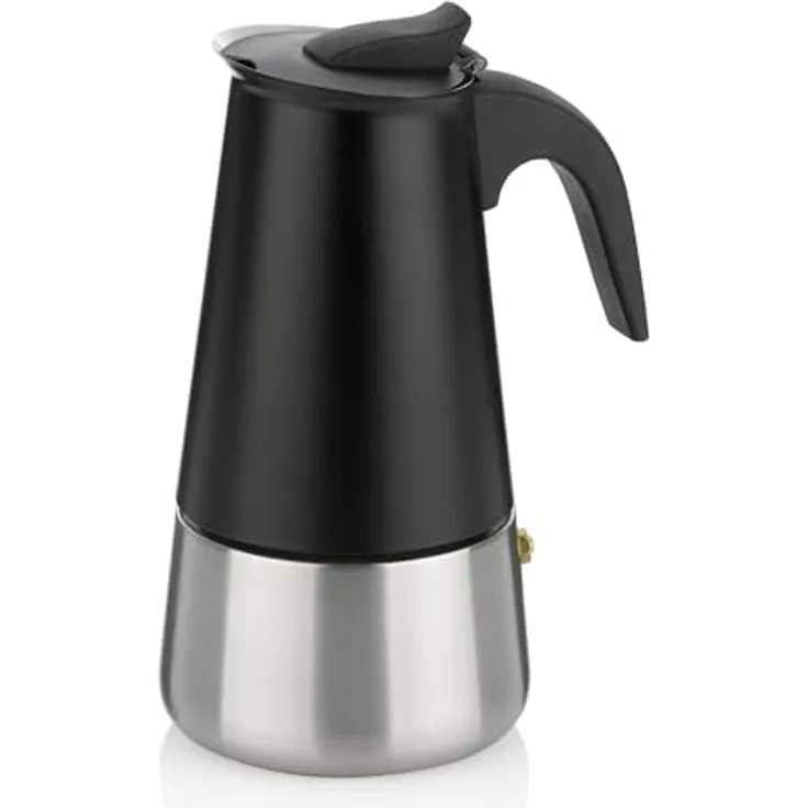 kela FERRARA Espressokocher 300ml, Edelstahl schwarz matt, für 6 Tassen, für alle Herdarten auch Induktion, mit Kunststoffgriff