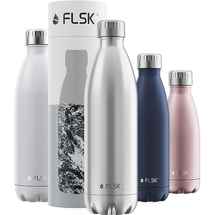 FLSK Das Original New Edition Edelstahl Trinkflasche – Kohlensäure geeignet 18 Stunden heiß, 24 Stunden kalt, 0,5l, silber – Bild 2