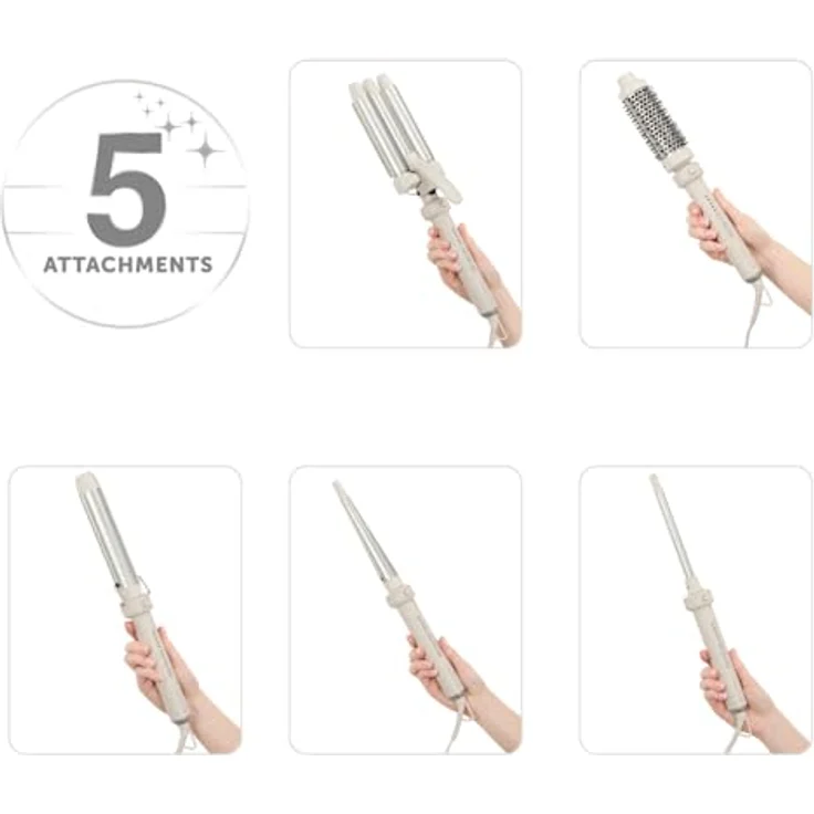 Remington Trendology CI41MS5E51, 5-in-1 Lockenstab mit Welleneisen, Rundbürste & 3 Lockenaufsätzen (13-25mm), variabel einstellbare Temperatur 130°C - 210°C, antistatische Technologie, schnelles Aufheizen, sicherheitsoptimiert – Bild 2