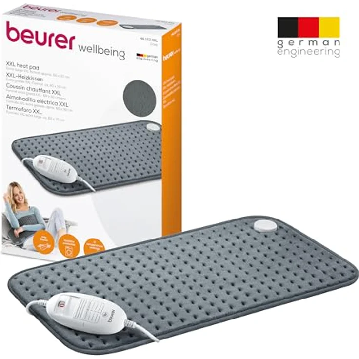 Beurer HK 123 XXL Heizkissen, grau mit 3 Temperaturstufen und Abschaltautomatik, maschinenwaschbar 60 x 30 cm – Bild 6