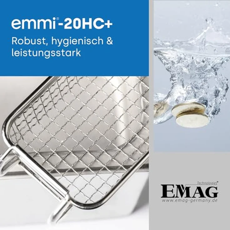 Emag Emmi-20HC Plus Ultraschallreiniger, 120 W, 2.6 l mit Heizung, Edelstahl, Silber – Bild 4