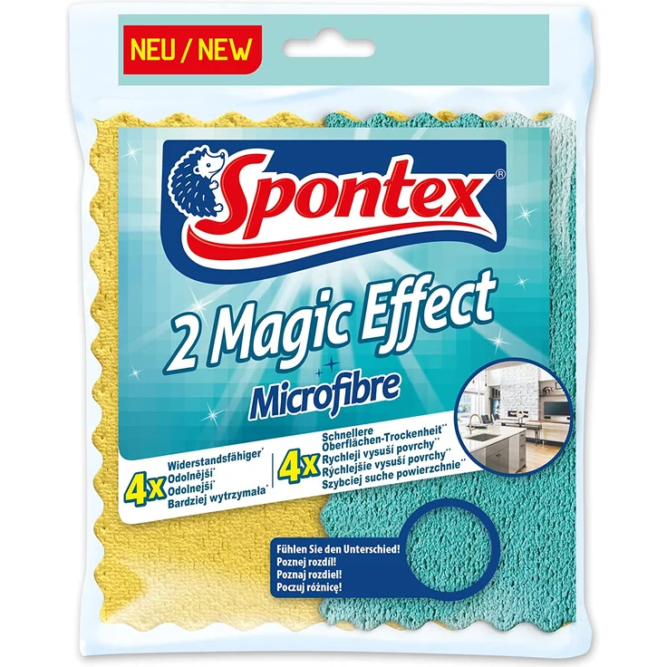 Spontex Magic Effect Microfibre, saugstarke Mikrofaser Spültücher, streifenfrei, effizient, 2 Stück – Bild 2