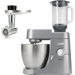 Kenwood KVL4170.S Chef XL Küchenmaschine, 1200W, Interlock-Sicherheitssystem, 6,7L, inkl. Standmixer-Aufsatz 1,6 Liter, Fleischwolf, silber, Serie: Chef Elite XL