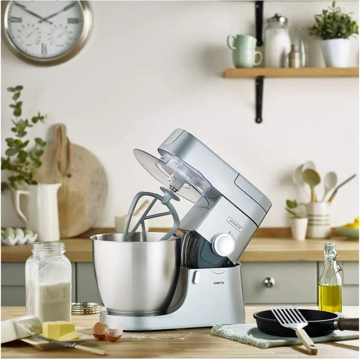 Kenwood KVL4170.S Chef XL Küchenmaschine, 1200W, Interlock-Sicherheitssystem, 6,7L, inkl. Standmixer-Aufsatz 1,6 Liter, Fleischwolf, silber, Serie: Chef Elite XL – Bild 7