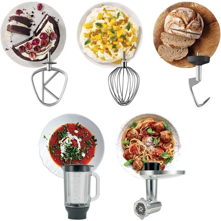 Kenwood KVL4170.S Chef XL Küchenmaschine, 1200W, Interlock-Sicherheitssystem, 6,7L, inkl. Standmixer-Aufsatz 1,6 Liter, Fleischwolf, silber, Serie: Chef Elite XL – Bild 8