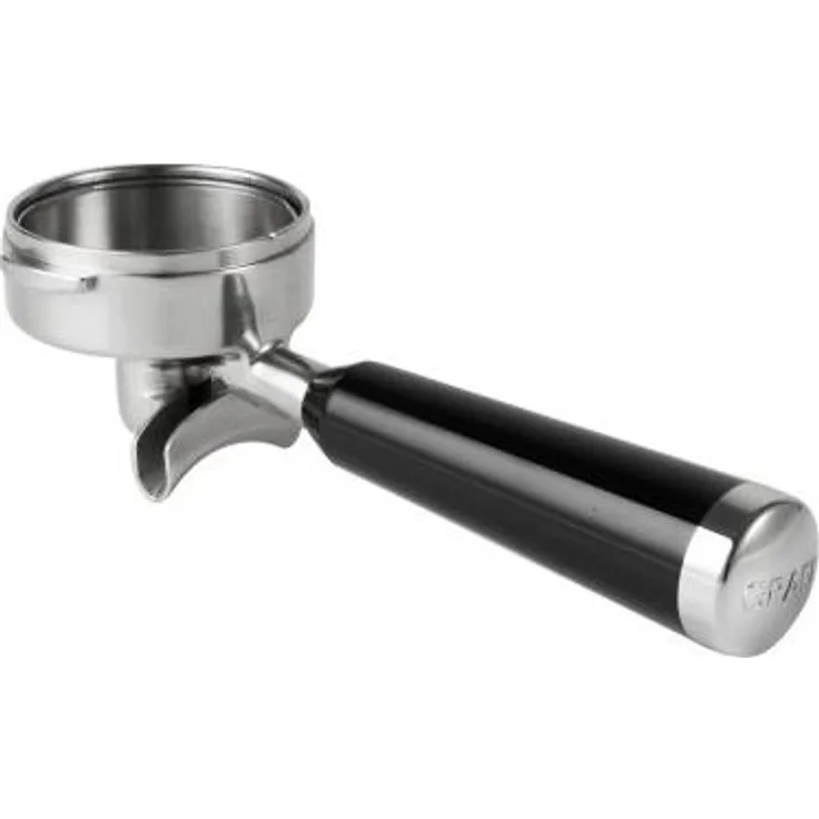 146204 Schräger Profi-Siebträger mit zwei Ausläufen (Schwarz, Edelstahl)