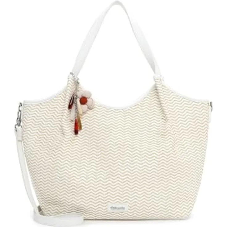 Tamaris Shopper Cityshopper, Weiß/Beige, 45 cm Breite, verstellbarer Schulterriemen, geräumiges Hauptfach mit Zipper