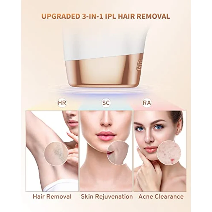 IPL Geräte Haarentfernung, ZKMAGIC Laser Haarentfernung mit 9 Energiestufen und 3 Funktionen HR/SC/RA, 999.900 Lichtimpulse Schmerzfreie Haarentfernung Laser für Frauen, Mäner, Achseln, Beine, Körper – Bild 3